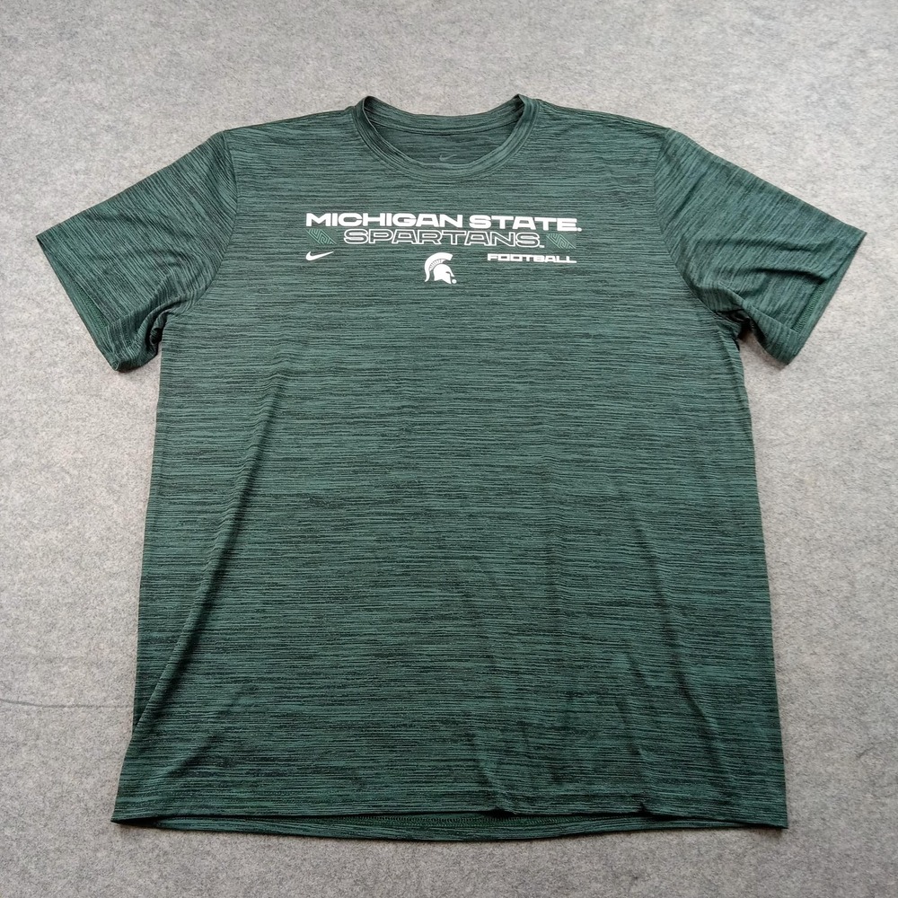 Michigan‎ State Spartans Shirt Mens XL Green NCAA Football Nike Dri Fit Tee